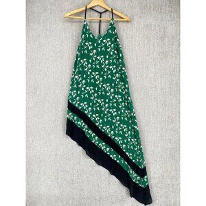 ASHER‎ Dress Womens S Green Slip Midi Asymmetric Hem Backless Floral Maxi
